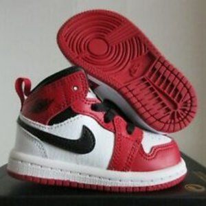 Jordan 1 Mid White/Gym Red-Black Sneakers